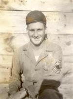 M/Sgt Charles Kaeppel 757th Bomb Squadron Line Chief in a relaxed mood, 1944.
